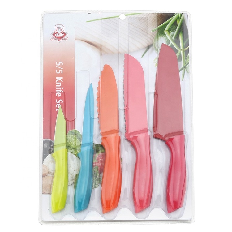 Yangjiang knife factory easy to clean, pretty colorful handle with non-stick color on stainless steel blade ,OEM/ODM design