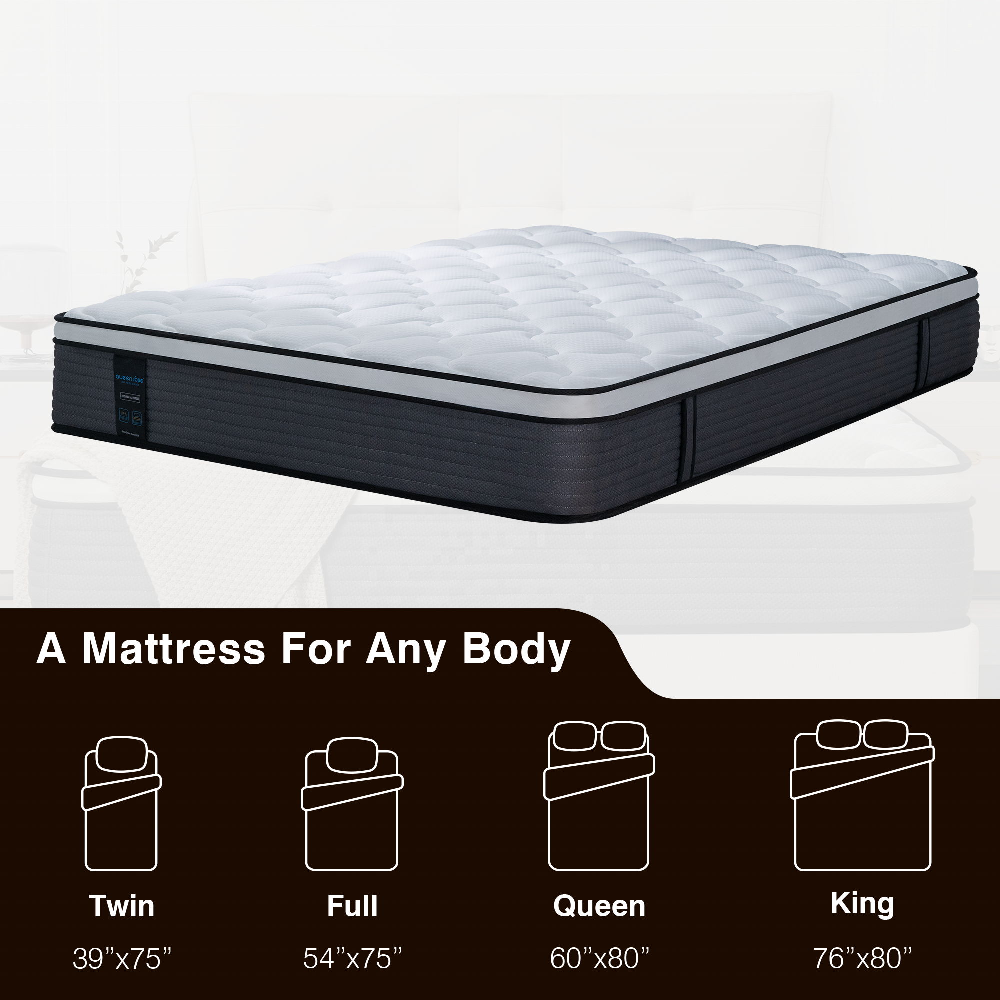 Ultimate Comfort Hybrid Mattress  with CertiPUR-US Certified, Individually Wrapped Coils Gel Memory Foam