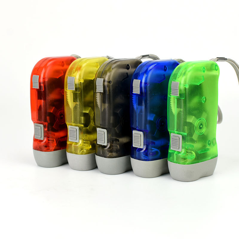 Factory Supply Small Pocket Plastic Material Hand Press Charge 3 Led Torch 3*ag10 Battery Cheap Hand Operated Dynamo Flashlight