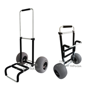 YONK Outdoor Folding Aluminum Beach Cart with Balloon Wheel