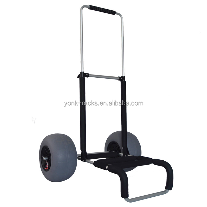 YONK Outdoor Folding Aluminum Beach Cart with Balloon Wheel