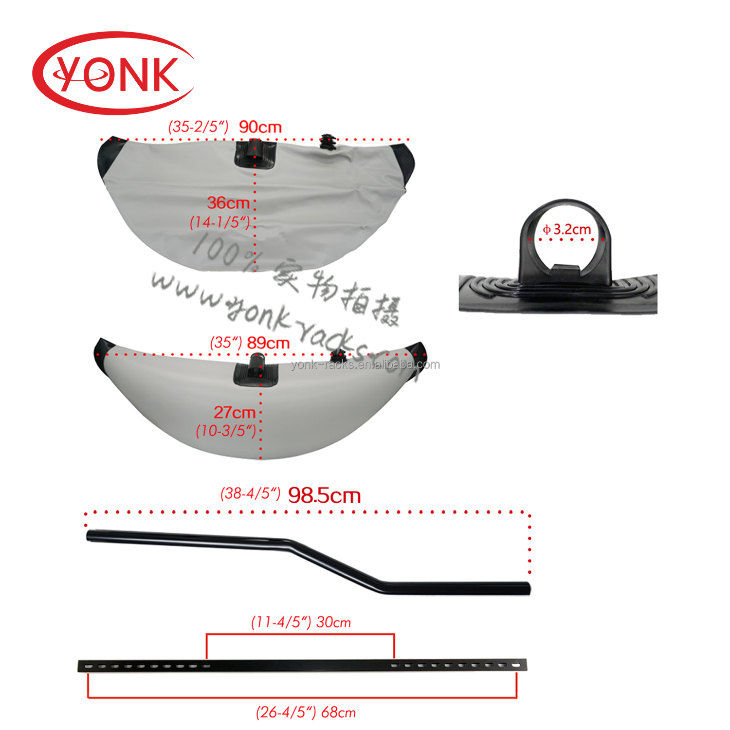 YONK Fishing Kayak Outrigger PVC Inflatable Pontoon Fishing Float Tube Buoy Kayak Stabilizer Kit