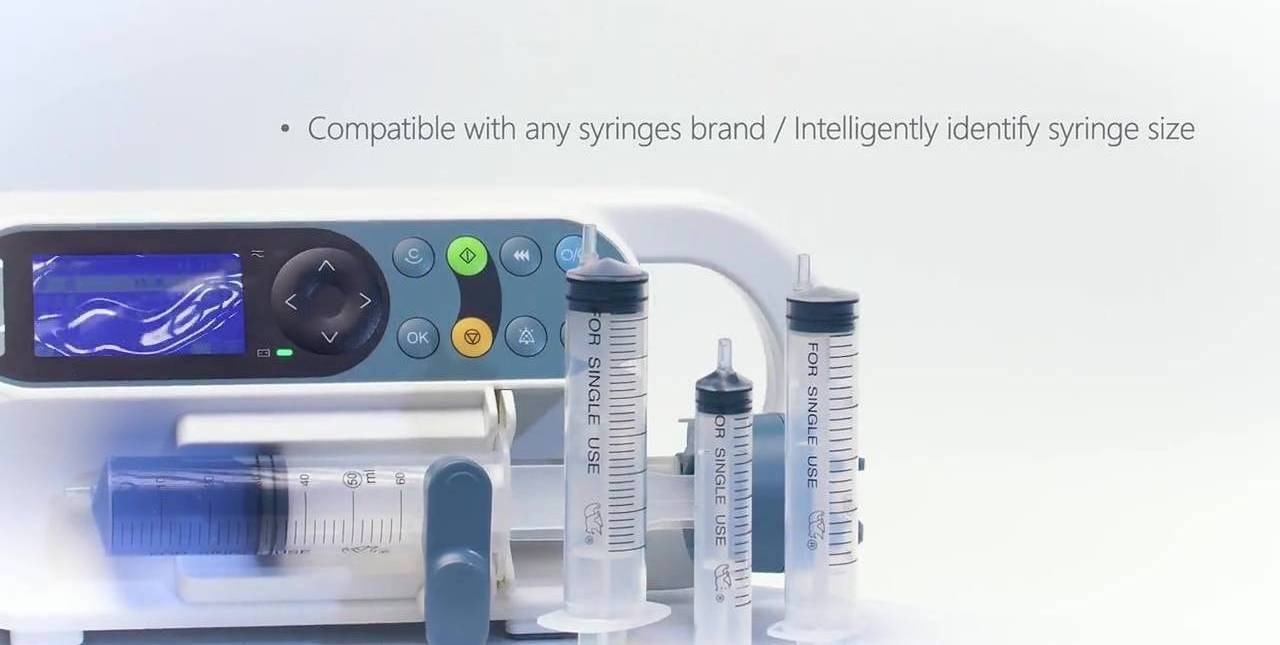 Yonker oem hospital skin syringe pump editable 5 drug information pressure detection dual CPU medical syringe pump