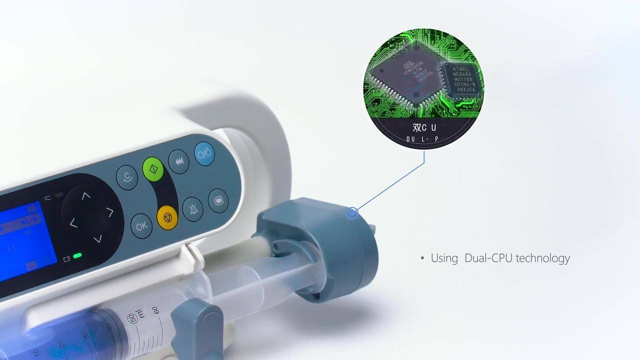 Yonker oem hospital skin syringe pump editable 5 drug information pressure detection dual CPU medical syringe pump