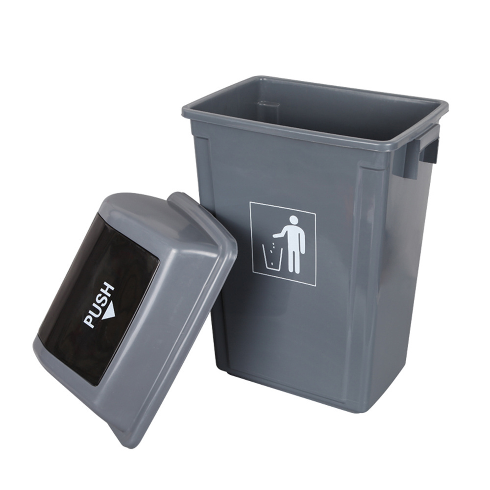 Black grey swing lid 13 gallon plastic garbage trash can for recycle