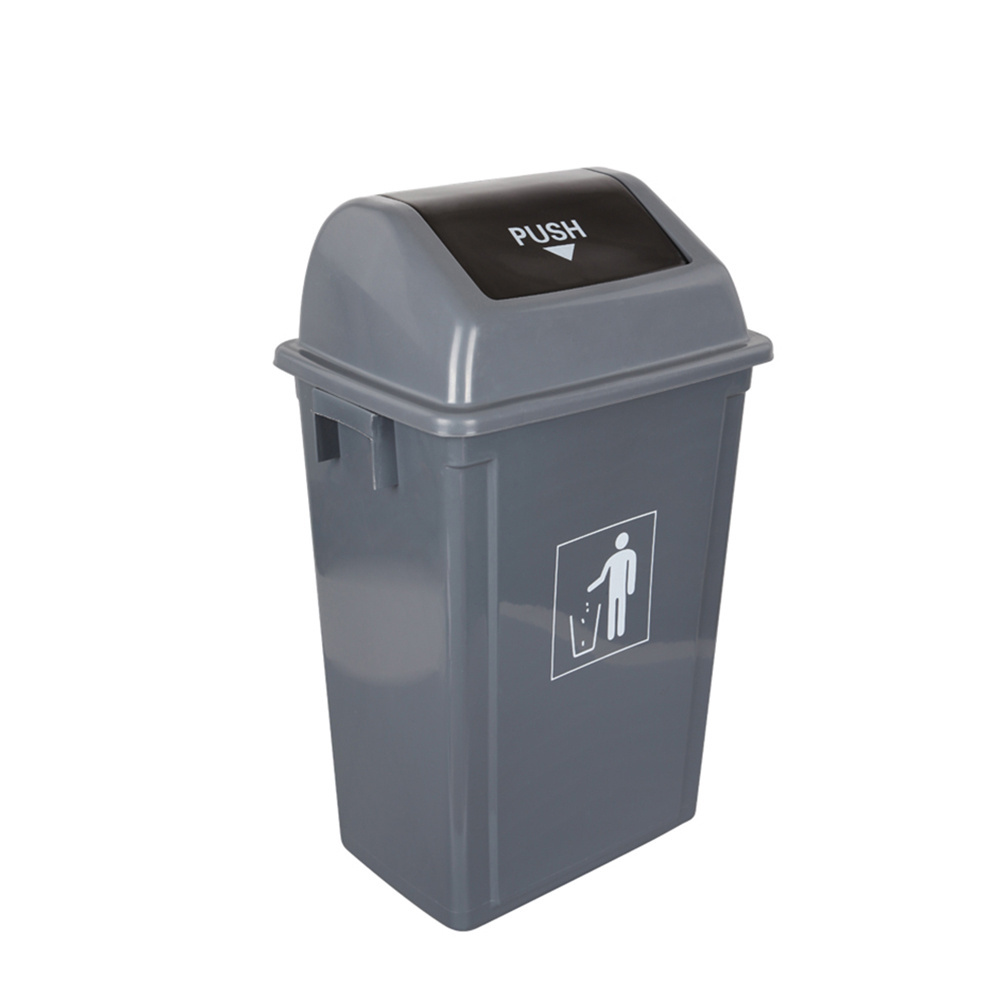 Black grey swing lid 13 gallon plastic garbage trash can for recycle