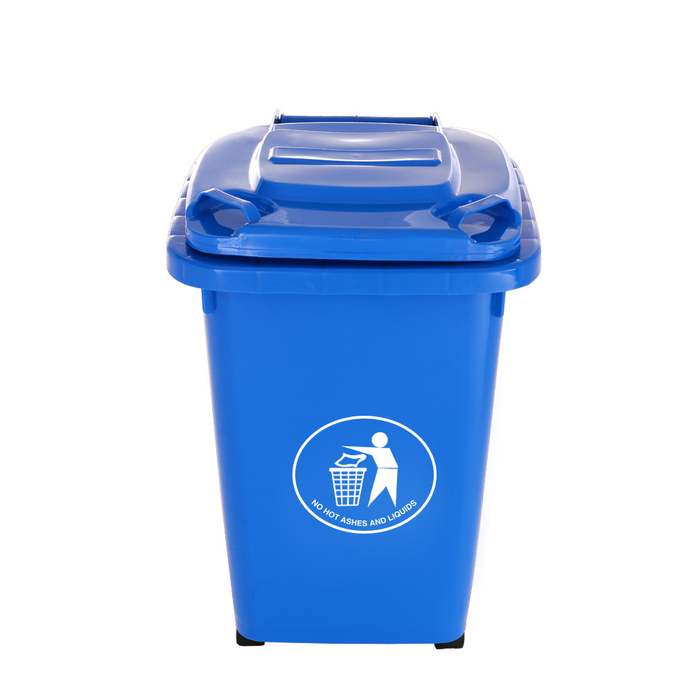 Outdoor street blue trash can lifter square hdpe 13 gallon 60 lt