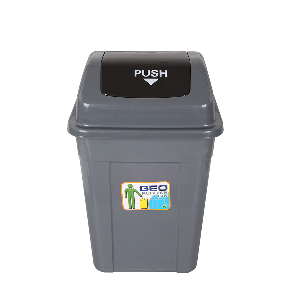 Black grey swing lid 13 gallon plastic garbage trash can for recycle