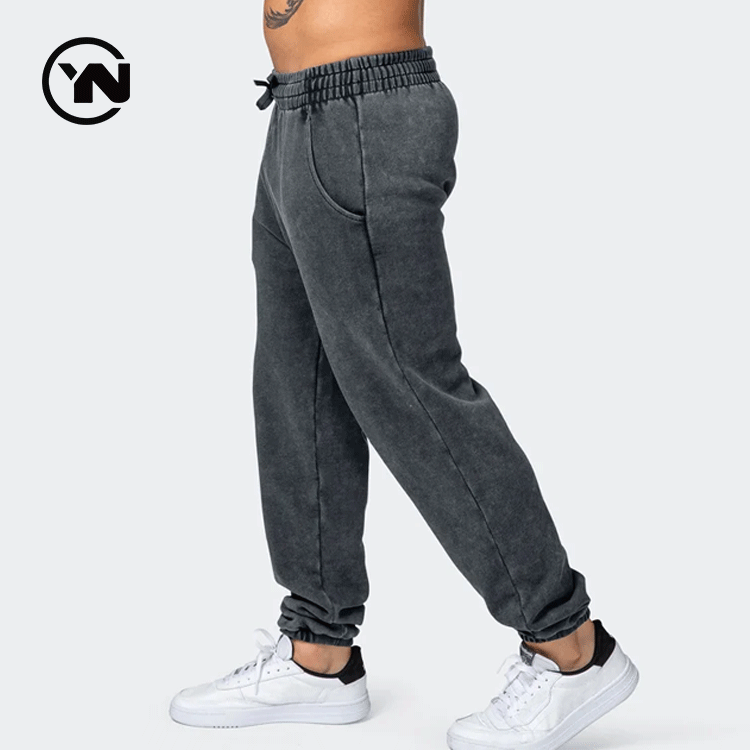 New Hot Street Wear Pockets Casual Fit Pants 100% Cotton Acid Washed Cotton Track Pants Men Joggers