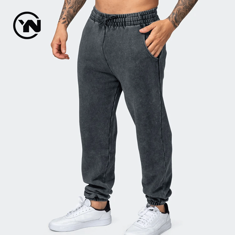 New Hot Street Wear Pockets Casual Fit Pants 100% Cotton Acid Washed Cotton Track Pants Men Joggers