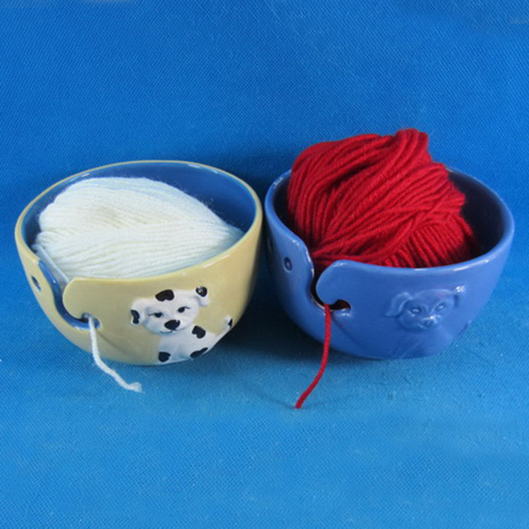 Ceramic Yarn Bowl For Knitting Yarn Crochet Sewing Storage Yarn Balls Crochet Storage Round Bowl Needlework Tool