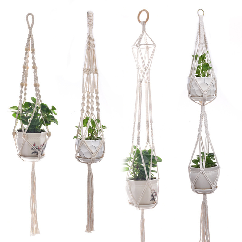 40 style 100% cotton rope knitting handmade macrame plant pot hanger boho home decoration