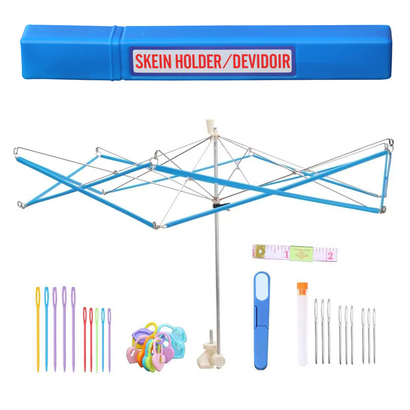 Adjustable Yarn Knitting Umbrella Skein Holder Patchwork Thread Winder Swift Wool String Stainless Steel Sewing Tool