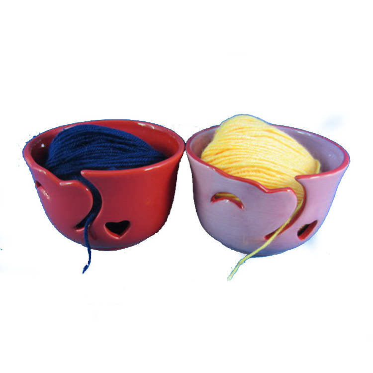 Ceramic Yarn Bowl For Knitting Yarn Crochet Sewing Storage Yarn Balls Crochet Storage Round Bowl Needlework Tool