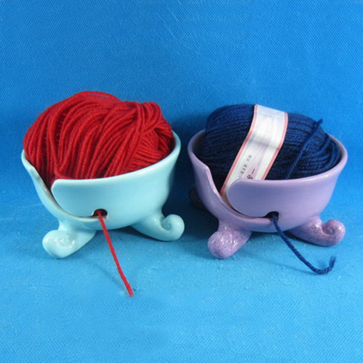 Ceramic Yarn Bowl For Knitting Yarn Crochet Sewing Storage Yarn Balls Crochet Storage Round Bowl Needlework Tool