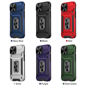 Rotating Finger Ring Premium Slide Camera Lens Protector Kickstand Armor Phone Case series