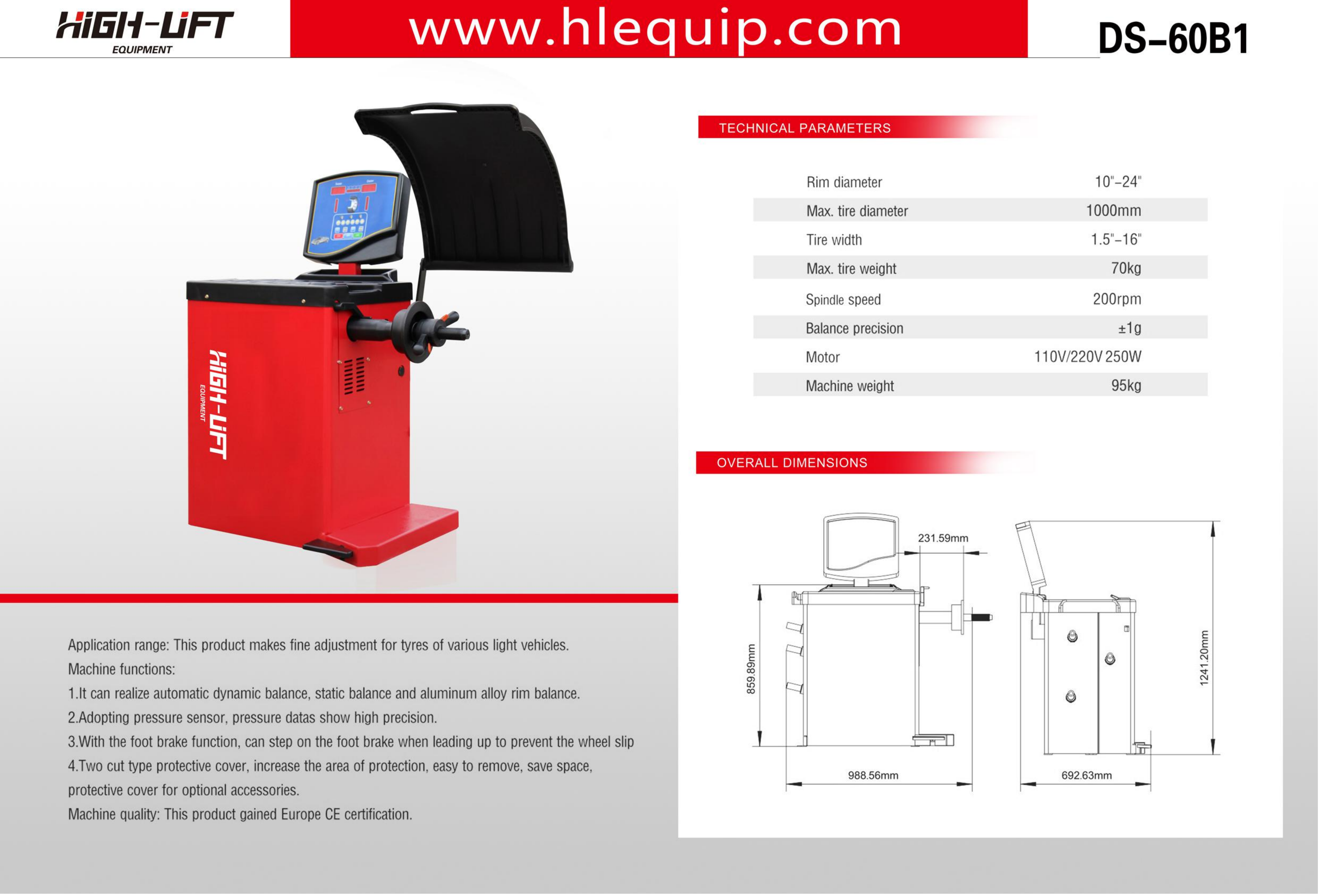 Wheel Balancer tyre Balancing machine DS-60B1