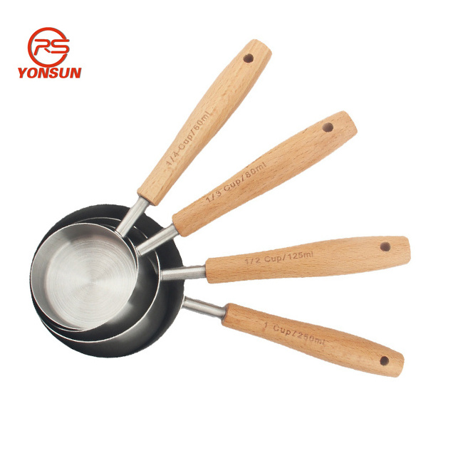 8pcs Premium Stainless Steel Measuring Spoons cups set with Rubber Wood handle Baking Tools Set measuring tools