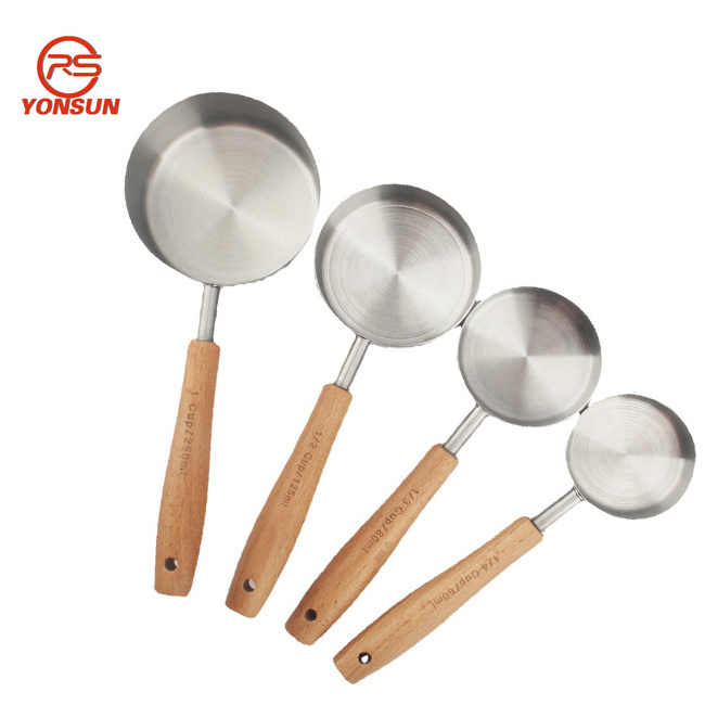 8pcs Premium Stainless Steel Measuring Spoons cups set with Rubber Wood handle Baking Tools Set measuring tools