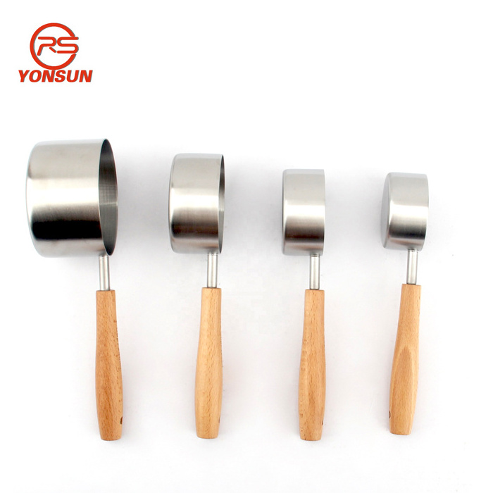 8pcs Premium Stainless Steel Measuring Spoons cups set with Rubber Wood handle Baking Tools Set measuring tools