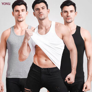 Manufacturers Solid Color Ribbed Undershirt Sports Fitness Seamless Black Men Vest For Summer