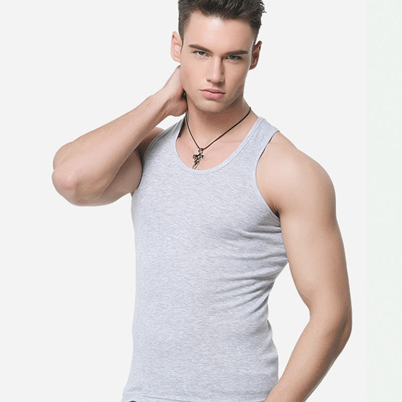 Manufacturers Solid Color Ribbed Undershirt Sports Fitness Seamless Black Men Vest For Summer