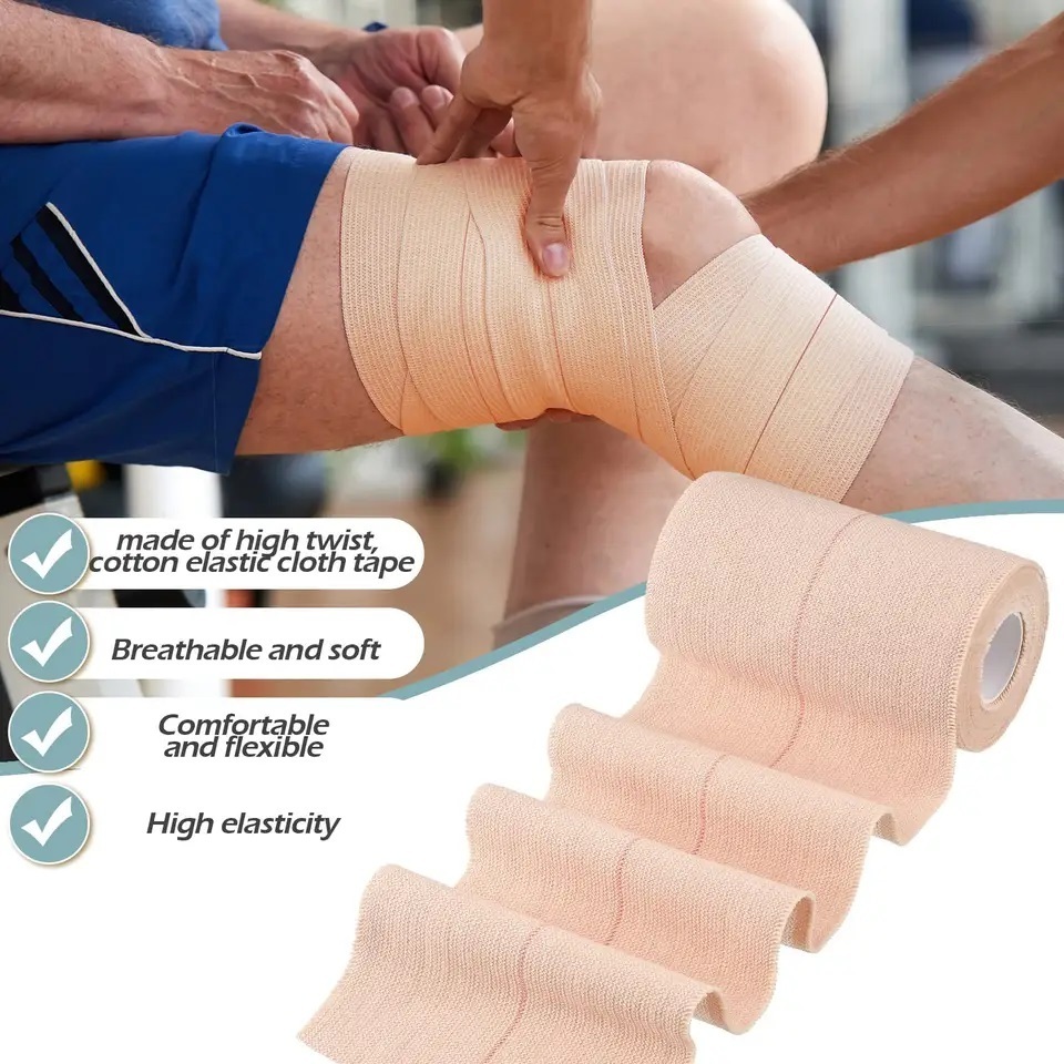 Breathable Certificate Medical Flexible  Wound Care  Cotton Gauze bandage Sport Strapping Tape  EAB Elastic adhesive bandage