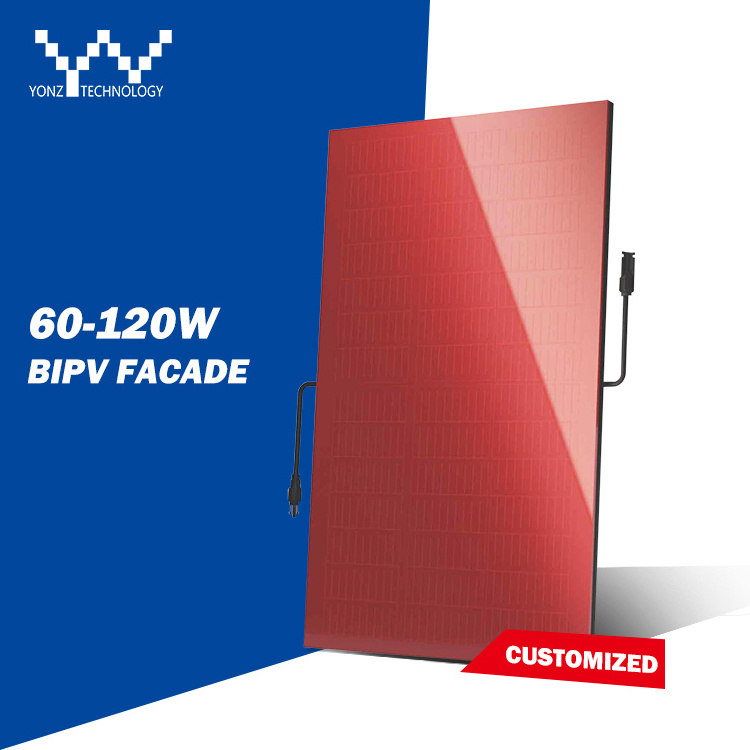 YONZ customize colourful bipv facade  system 80w 100W 120W double glass glaze solar panel wall for buildings