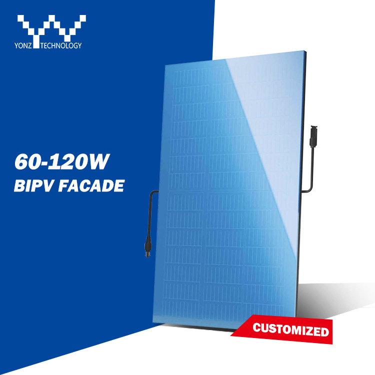 YONZ customize colourful bipv facade  system 80w 100W 120W double glass glaze solar panel wall for buildings