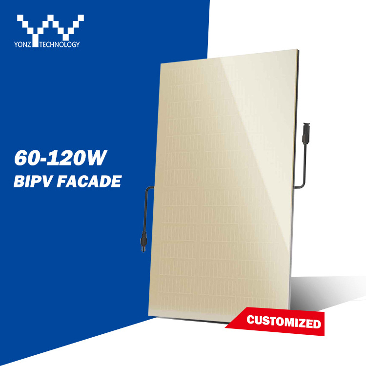 YONZ customize colourful bipv facade  system 80w 100W 120W double glass glaze solar panel wall for buildings