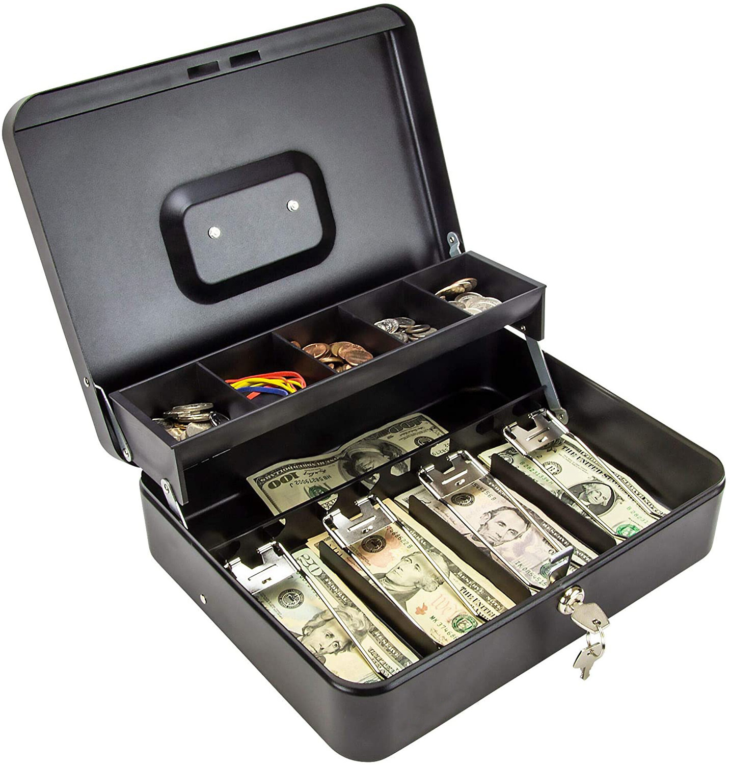 metal money storage lock box small cash coin money safe box box with money tray and secure lock