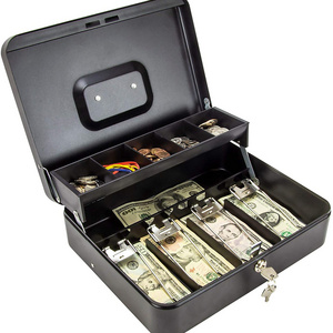 metal money storage lock box small cash coin money safe box box with money tray and secure lock