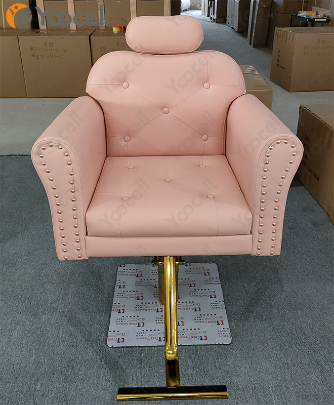 Yoocell beauty salon furniture contemporary styling chair pink makeup chair recline barber chair for hair shop