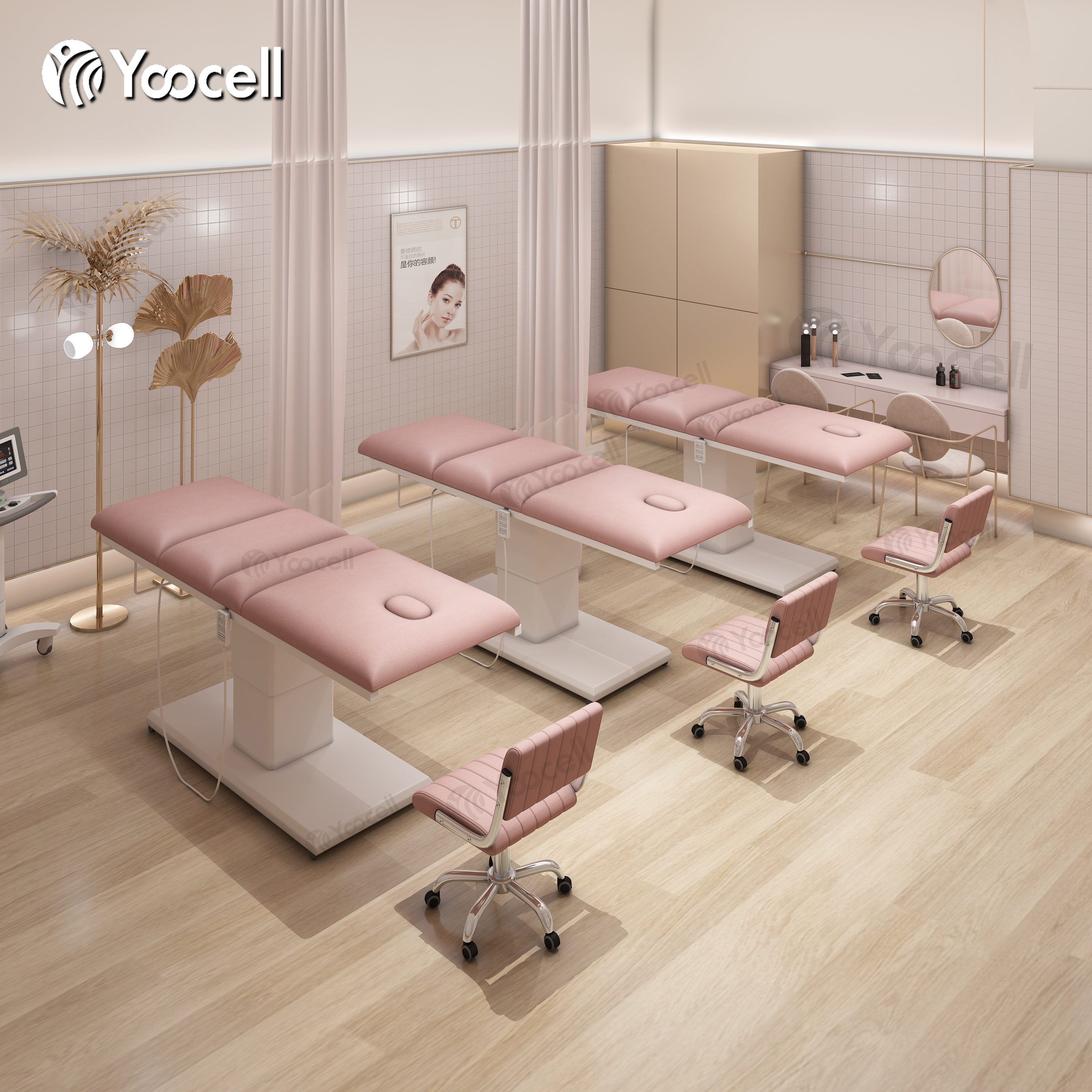 Yoocell portable salon equipment electric esthetician bed treatment tattoo bed white facial bed for beauty parlour