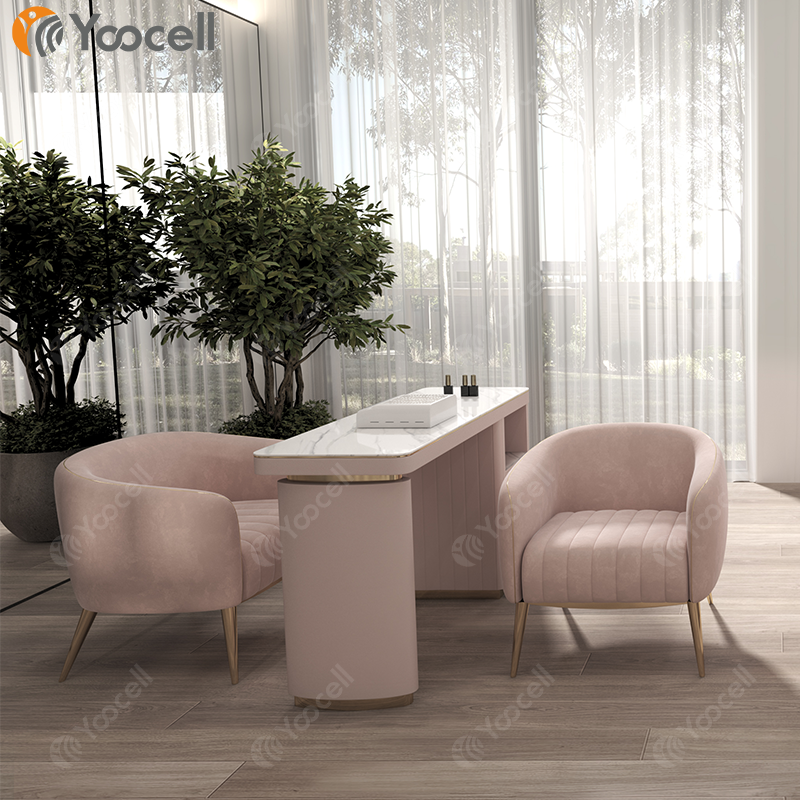 Yoocell pink nail salon no plumbing pedicure chair pipeless nail tables and chairs sets manicure table salon stool chair