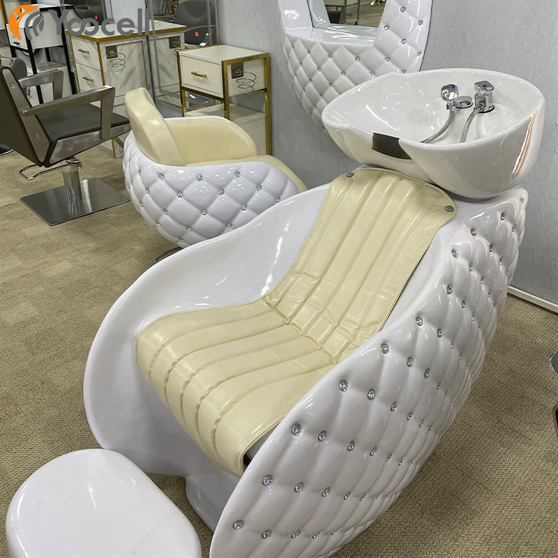 Pink salon shampoo chair salon furniture package styling hair backwash sink ceramic bowl chair