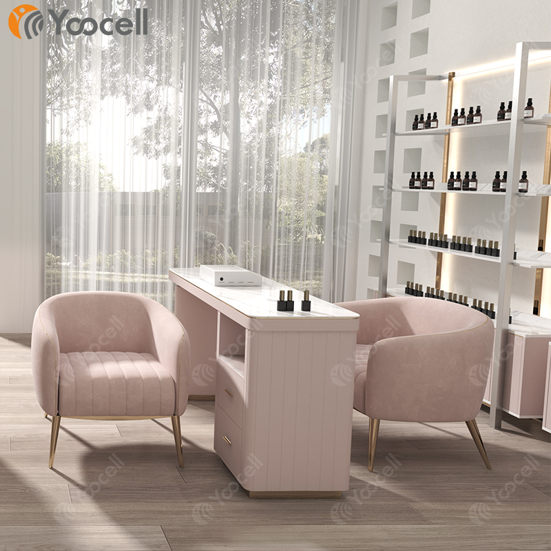 Yoocell pink nail salon no plumbing pedicure chair pipeless nail tables and chairs sets manicure table salon stool chair