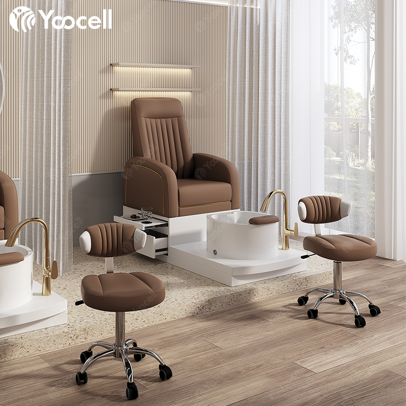 Yoocell 2022 new design beauty nail salon spa furniture set luxury foot spa massage equipments pedicure chairs