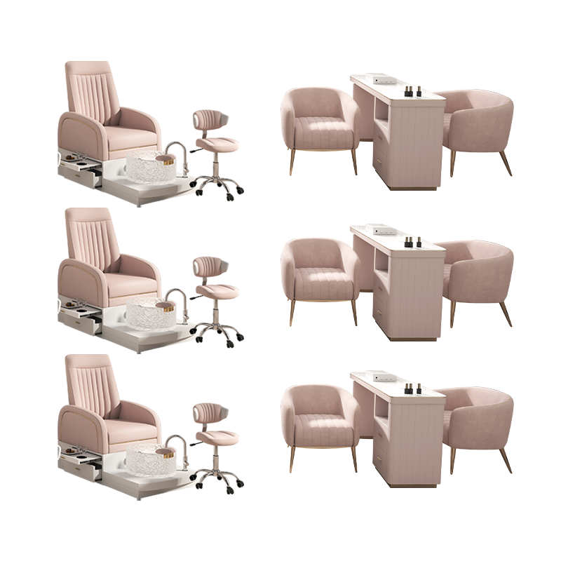 Yoocell pink nail salon no plumbing pedicure chair pipeless nail tables and chairs sets manicure table salon stool chair