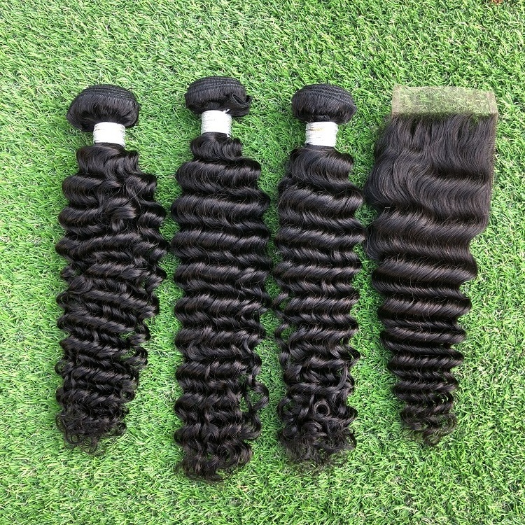 deep wave cheap brazilian hair weave bundles, red hair closures and ombre hair with closure, brazilian hair with closure