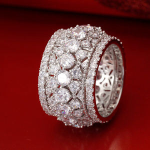 Trendy Full AAA Cubic Zircon Round Finger Rings for Women Arab Dubai Charm Luxury Engagement Wedding Jewelry Accessories