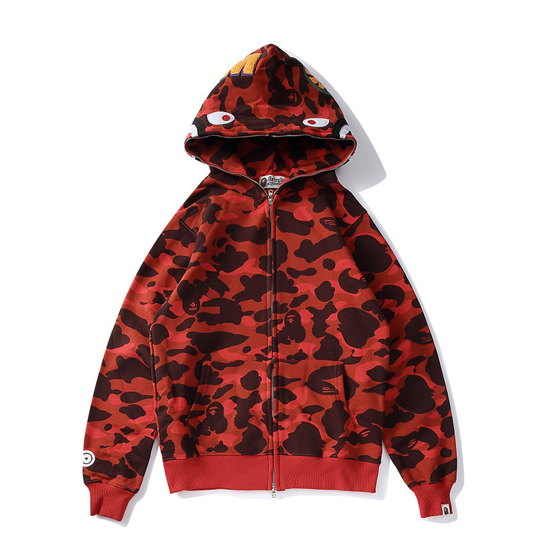 full zip up bapees shark hoodie Camouflage Cotton Polyester  Custom Logo Sweatshirt Supplier men's bapees hoodies