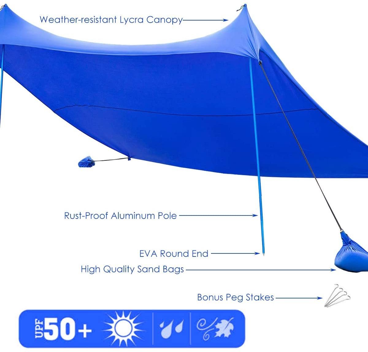 Summer Hot Best Selling Pop up Sun Shelter Canopy Easy up Umbrella Tent Beach Tent in Seaside