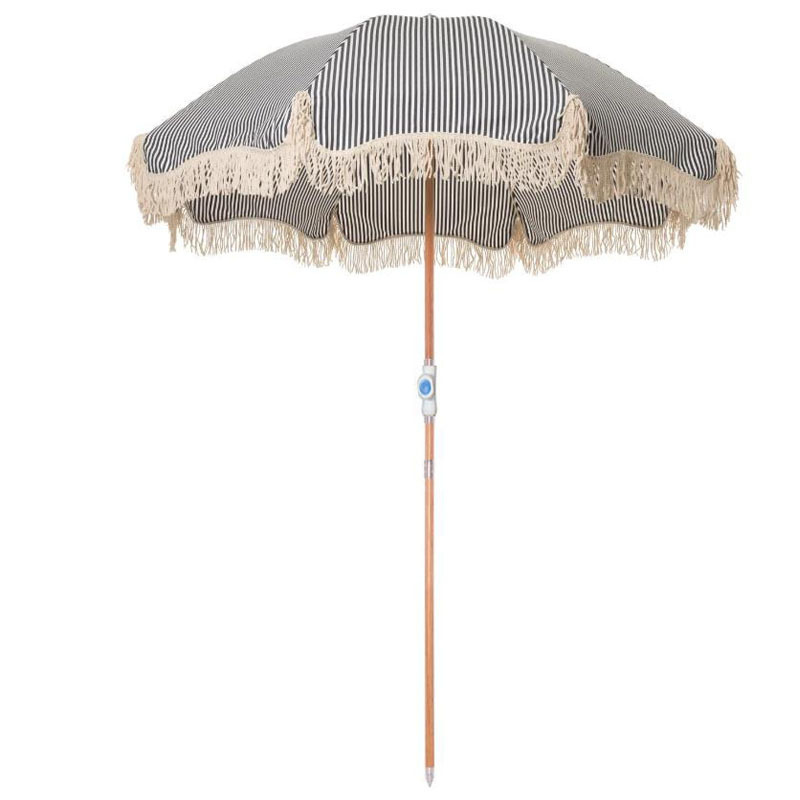 Outdoor Wood Custom Parasol Vintage Sun Umbrella Garden  Beach Umbrella With Tassels