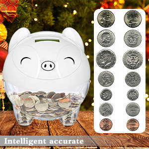 Best Selling Large Capacity Transparent Pig Shaped Plastic Coin Counting Money Bank For Children Educational Gift