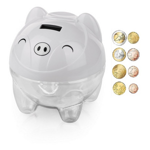 Best Selling Large Capacity Transparent Pig Shaped Plastic Coin Counting Money Bank For Children Educational Gift