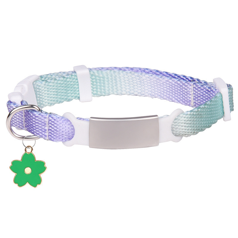 gradient  transparent buckle dog collar with charm