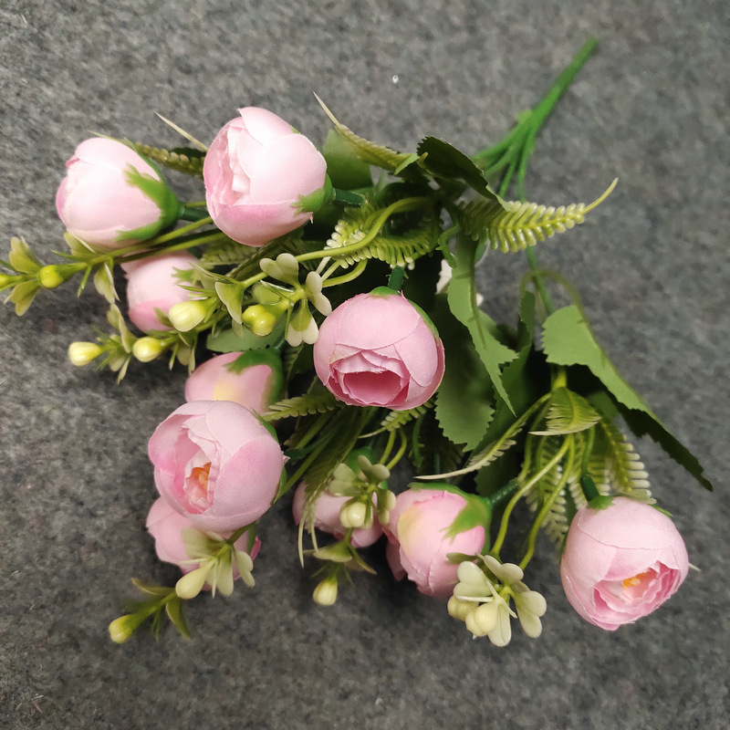 YOPIN-1503 Fake White Rose Bud Artificial Mini Roses Flower Bushes For Wedding