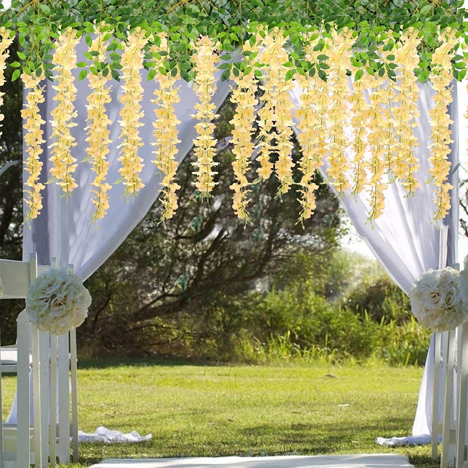 YOPIN 034 Wedding Ceiling Decorations Artificial Flowers Wisteria Artificial Hanging Flower