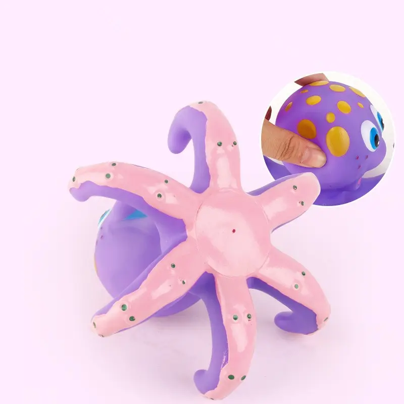 2024 new products high quality Safe material Plastic Rubber purple floatability octopus toy baby bath toy